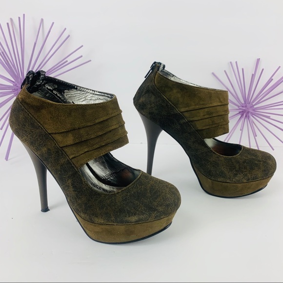 Tentations / Platform Green Black Suede Heel - Picture 4 of 8